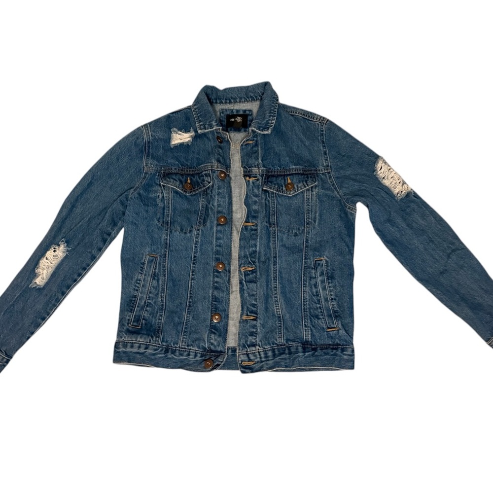 Ripped Jean Jacket (Dark Blue)